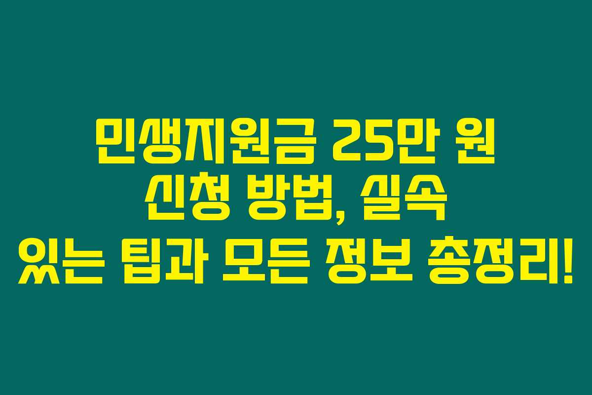 민생지원금 25만 원 신청 방법, 실속 있는 팁과 모든 정보 총정리!