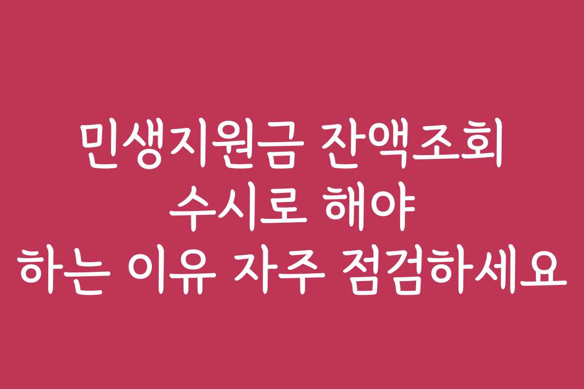 민생지원금 잔액조회 수시로 해야 하는 이유 자주 점검하세요