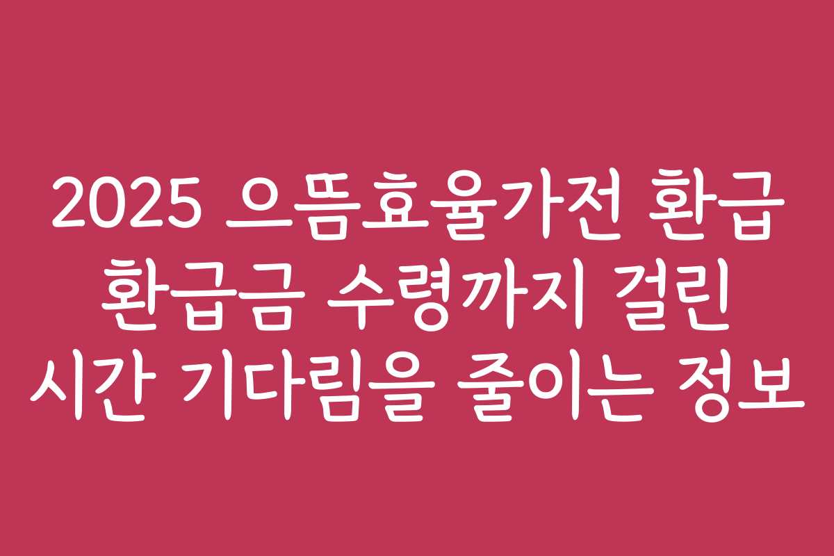 2025 으뜸효율가전 환급 환급금 수령까지 걸린 시간 기다림을 줄이는 정보