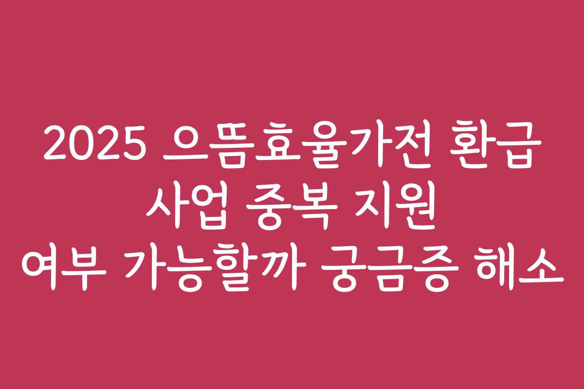 2025 으뜸효율가전 환급 사업 중복 지원 여부 가능할까 궁금증 해소