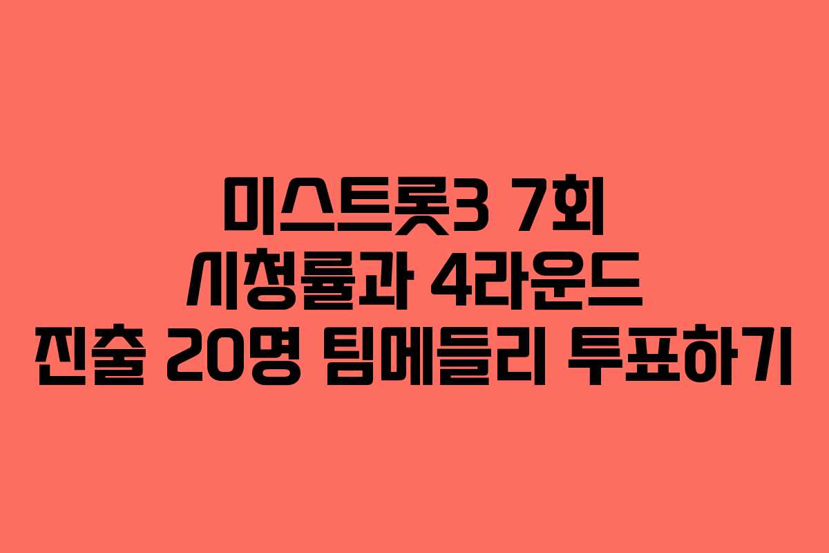 미스트롯3 7회 시청률과 4라운드 진출 20명 팀메들리 투표하기