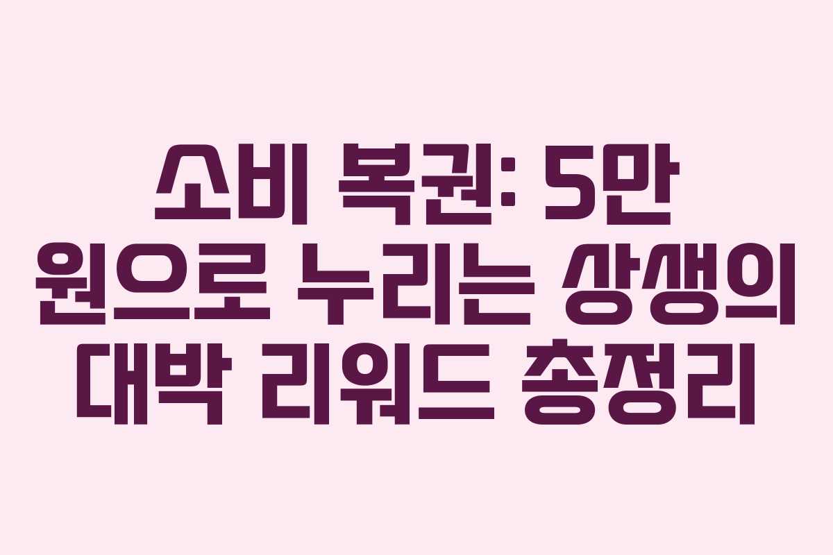 소비 복권: 5만 원으로 누리는 상생의 대박 리워드 총정리