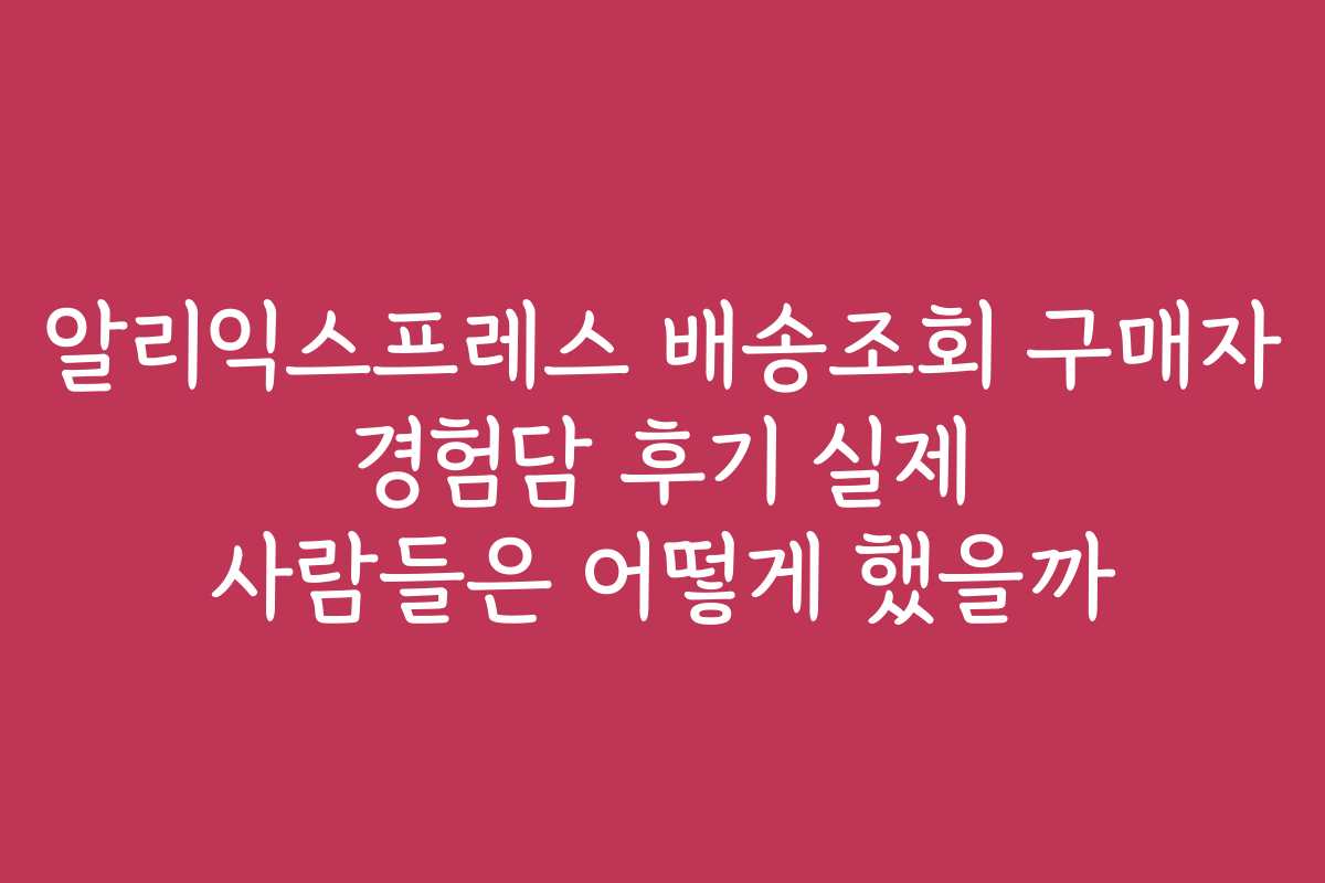 알리익스프레스 배송조회 구매자 경험담 후기 실제 사람들은 어떻게 했을까