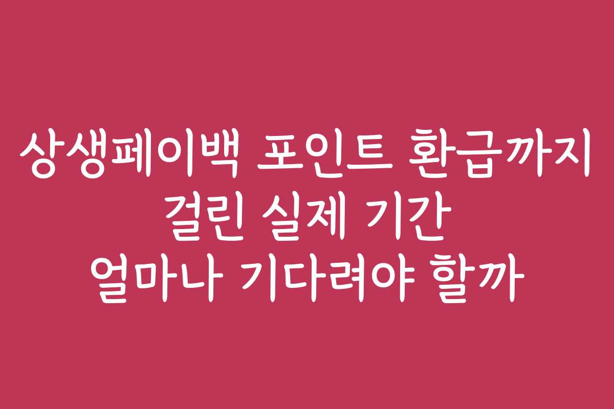 상생페이백 포인트 환급까지 걸린 실제 기간 얼마나 기다려야 할까