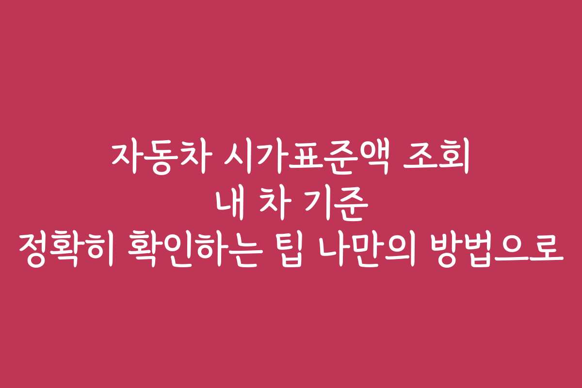 자동차 시가표준액 조회 내 차 기준 정확히 확인하는 팁 나만의 방법으로