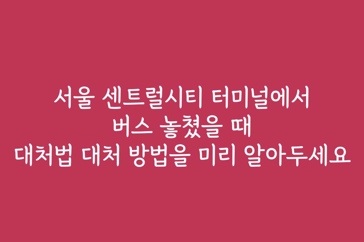 서울 센트럴시티 터미널에서 버스 놓쳤을 때 대처법 대처 방법을 미리 알아두세요