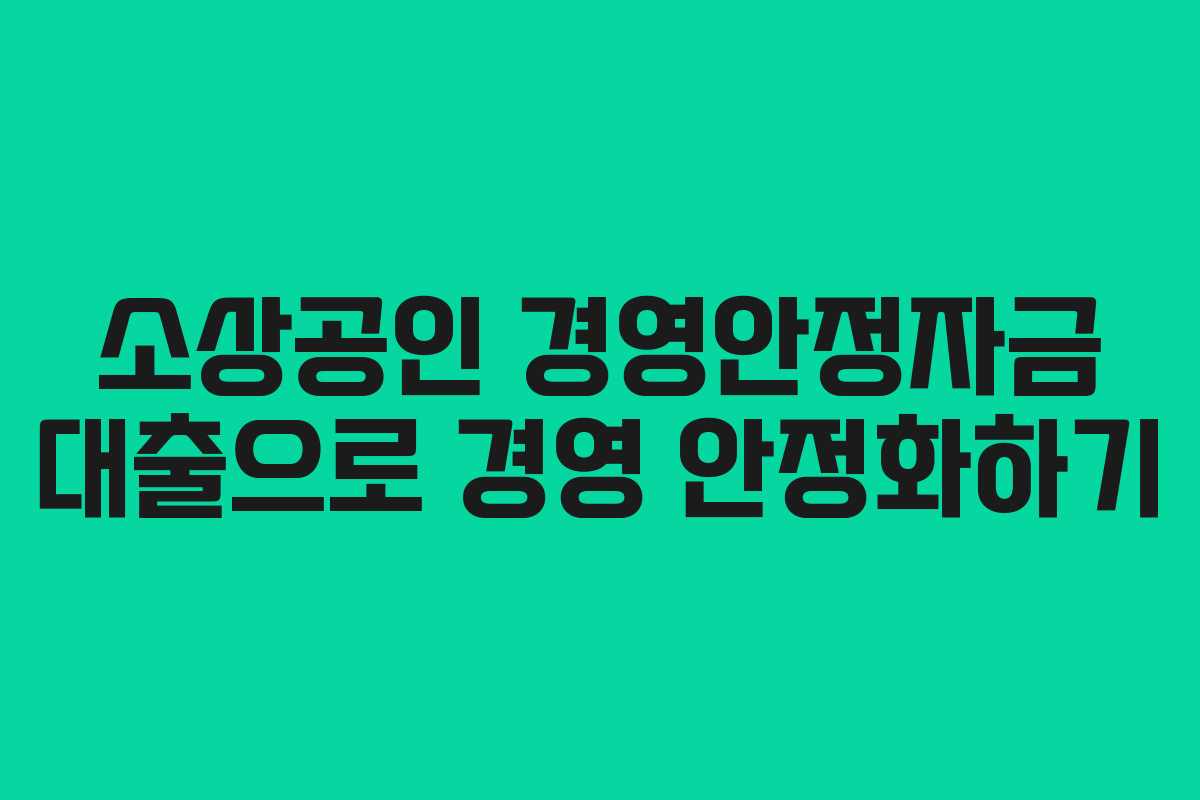 소상공인 경영안정자금 대출으로 경영 안정화하기