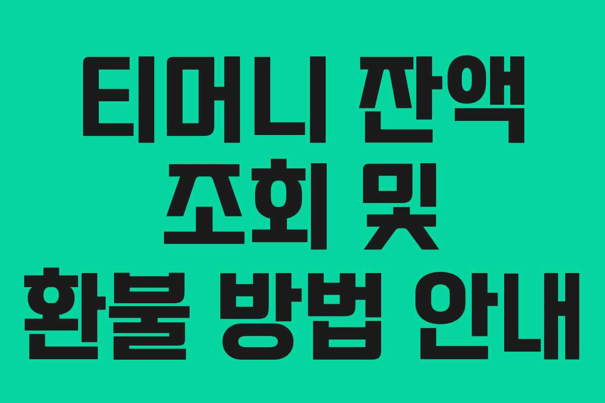 티머니 잔액 조회 및 환불 방법 안내