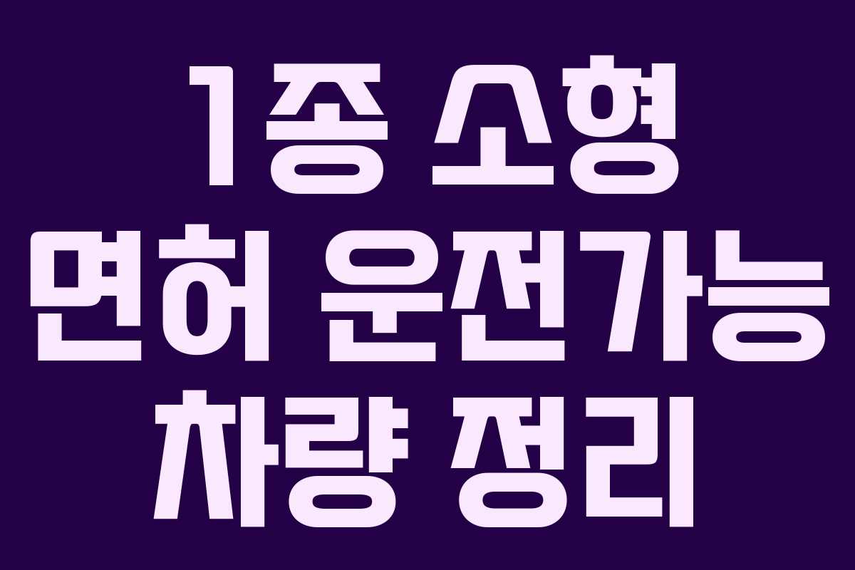 1종 소형 면허 운전가능 차량 정리
