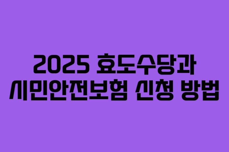 2025 효도수당과 시민안전보험 신청 방법