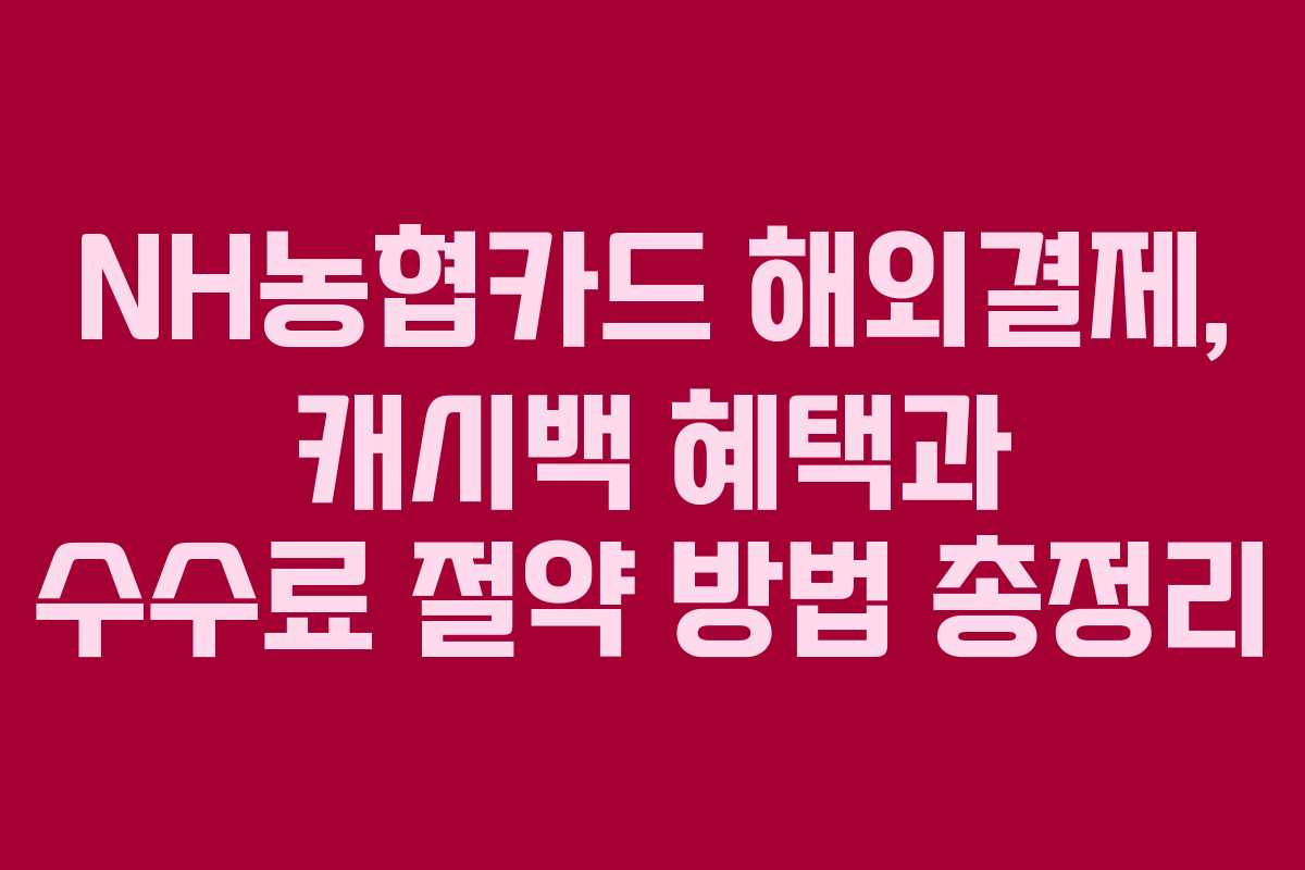 NH농협카드 해외결제, 캐시백 혜택과 수수료 절약 방법 총정리