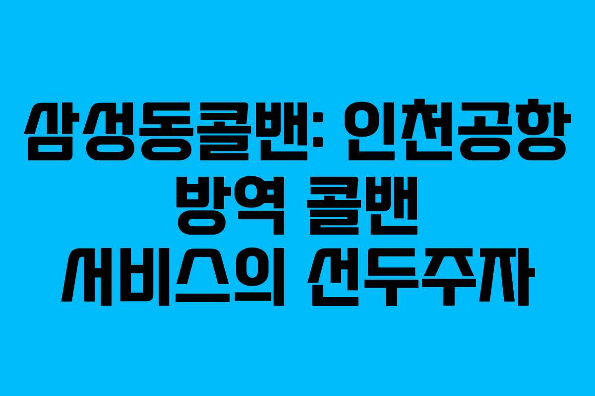 삼성동콜밴: 인천공항 방역 콜밴 서비스의 선두주자