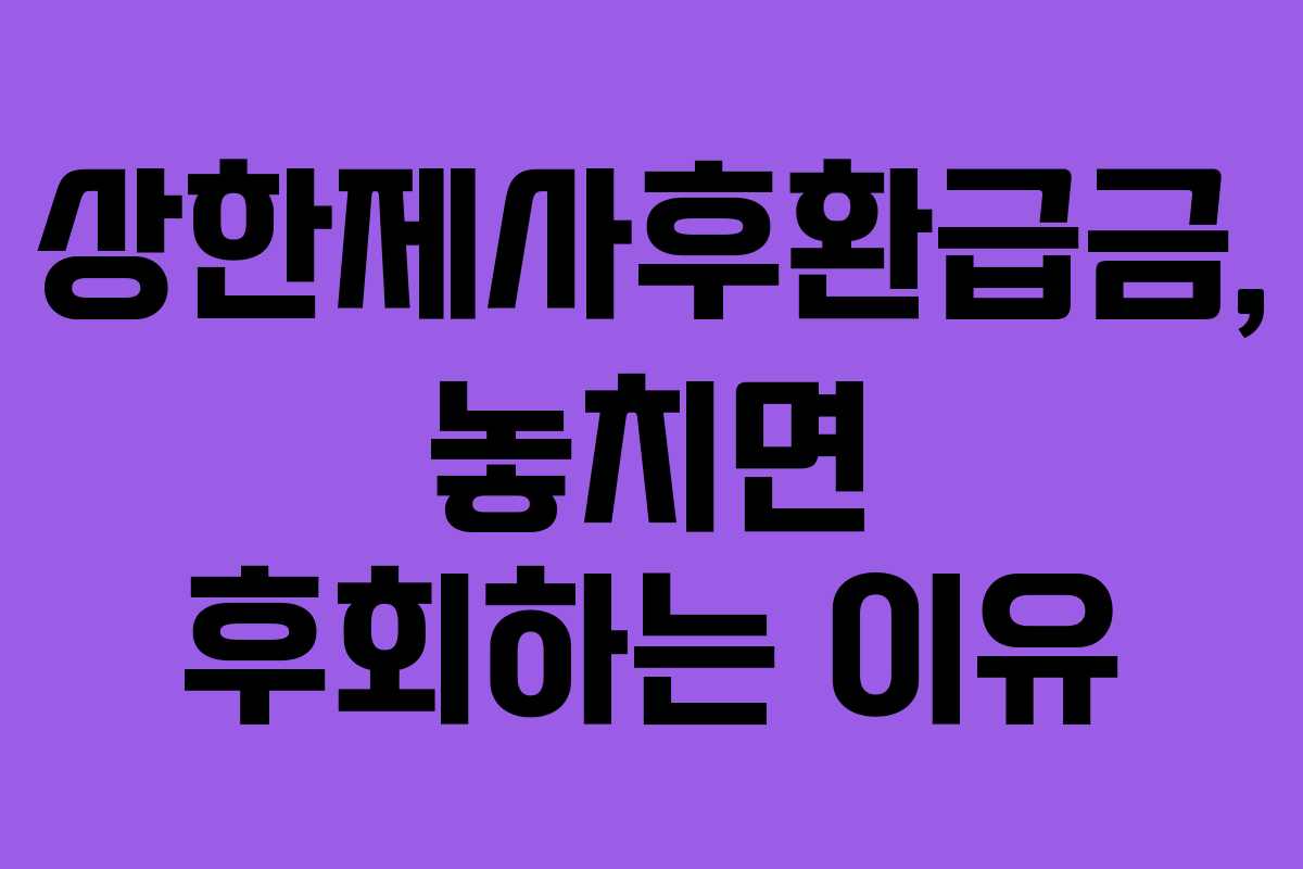 상한제사후환급금, 놓치면 후회하는 이유