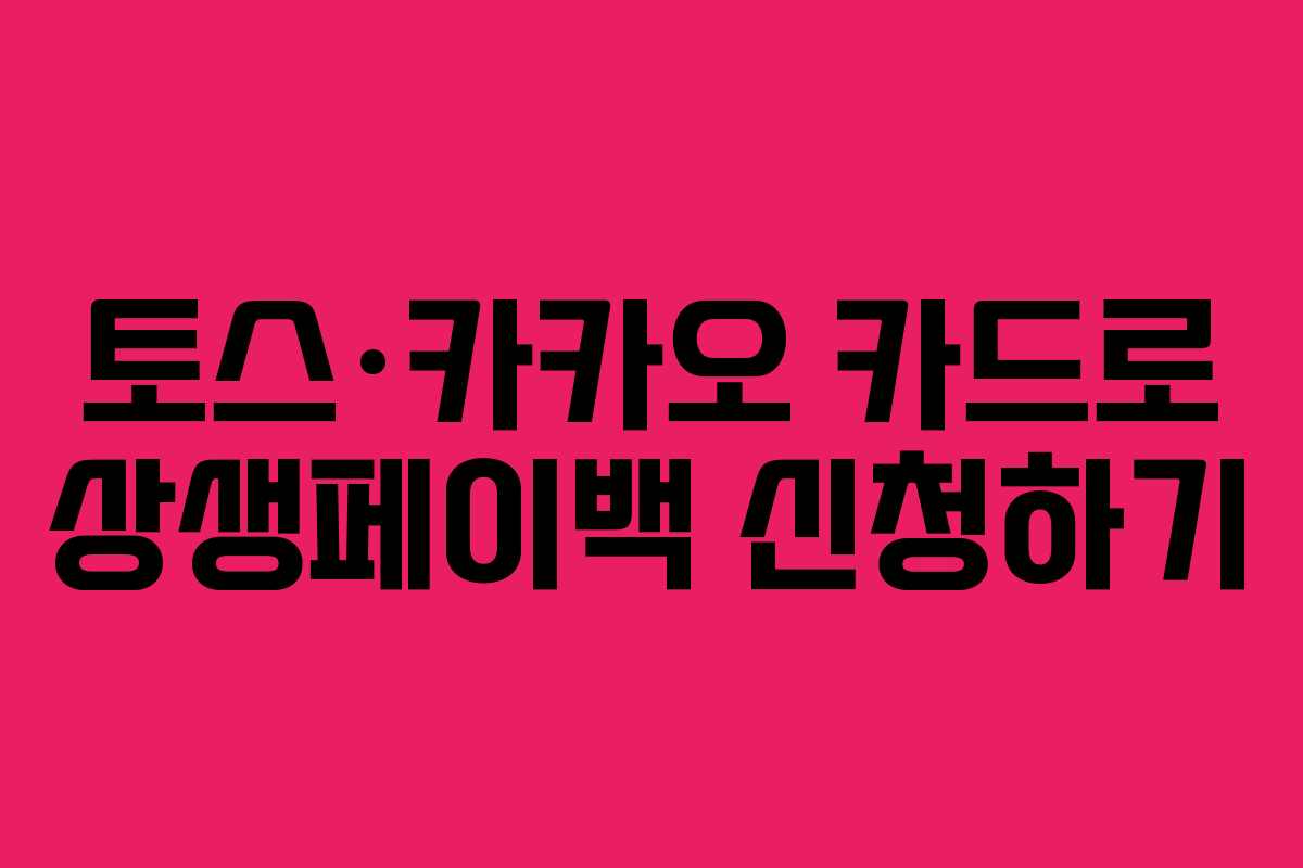 토스·카카오 카드로 상생페이백 신청하기