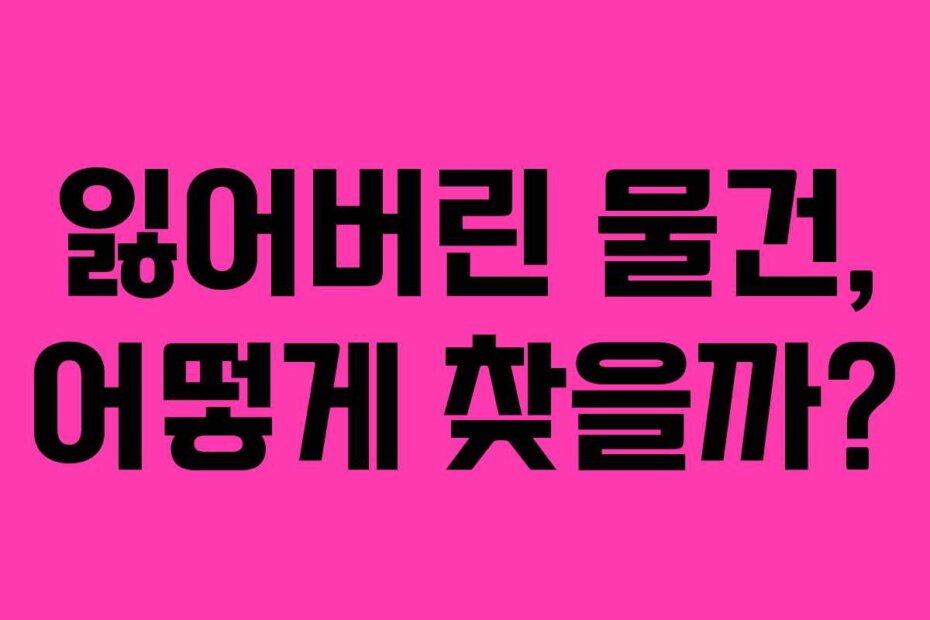 잃어버린 물건, 어떻게 찾을까?