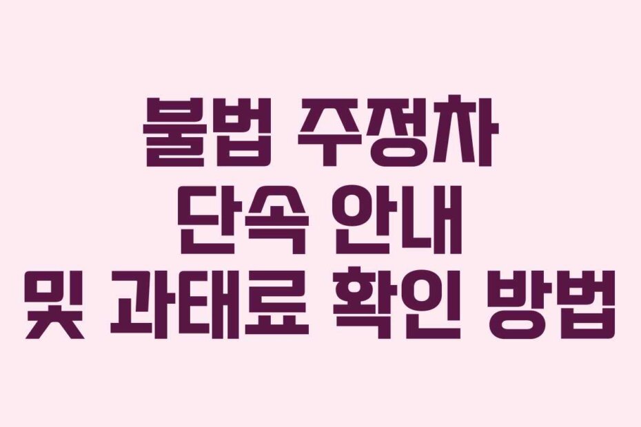 불법 주정차 단속 안내 및 과태료 확인 방법