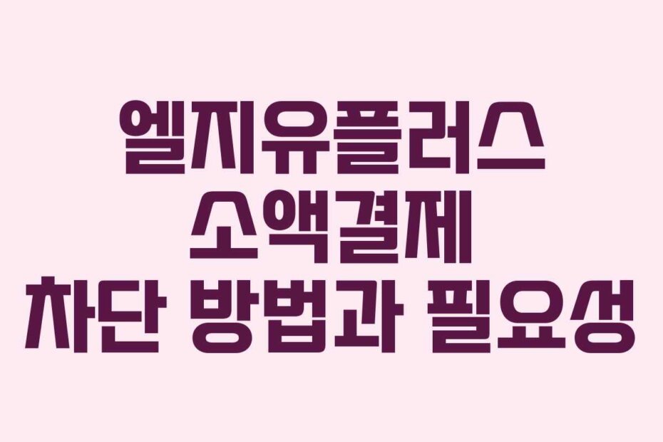 엘지유플러스 소액결제 차단 방법과 필요성