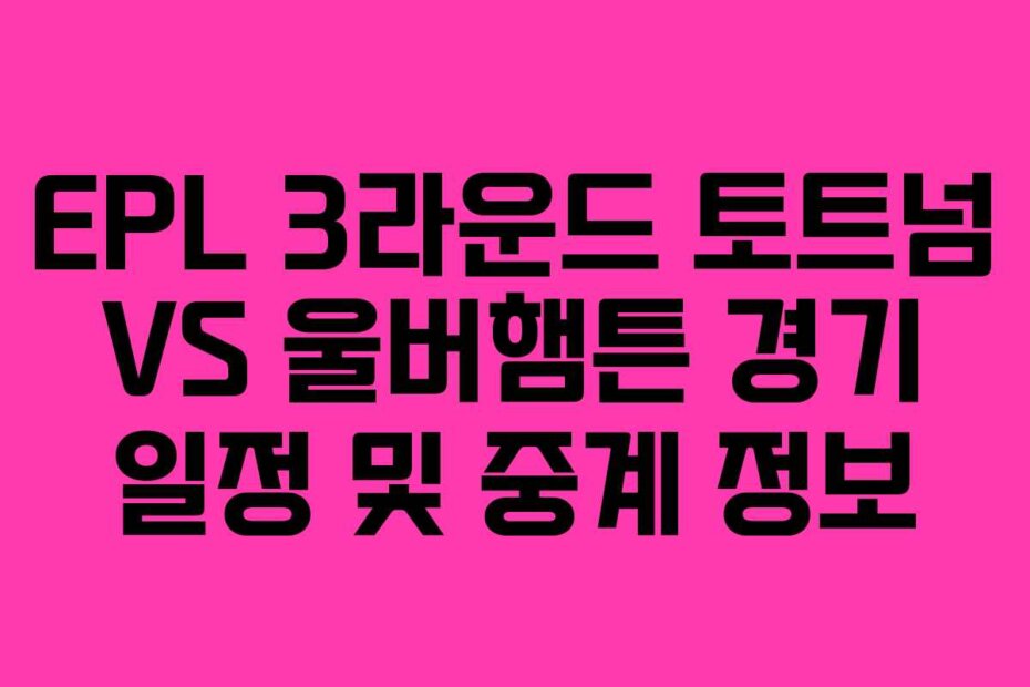 EPL 3라운드 토트넘 VS 울버햄튼 경기 일정 및 중계 정보