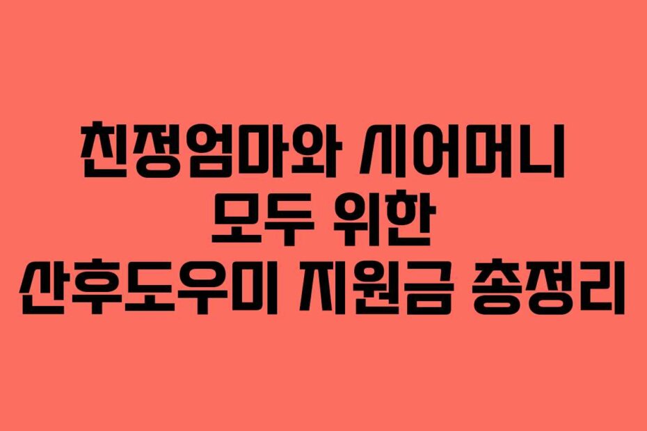 친정엄마와 시어머니 모두 위한 산후도우미 지원금 총정리