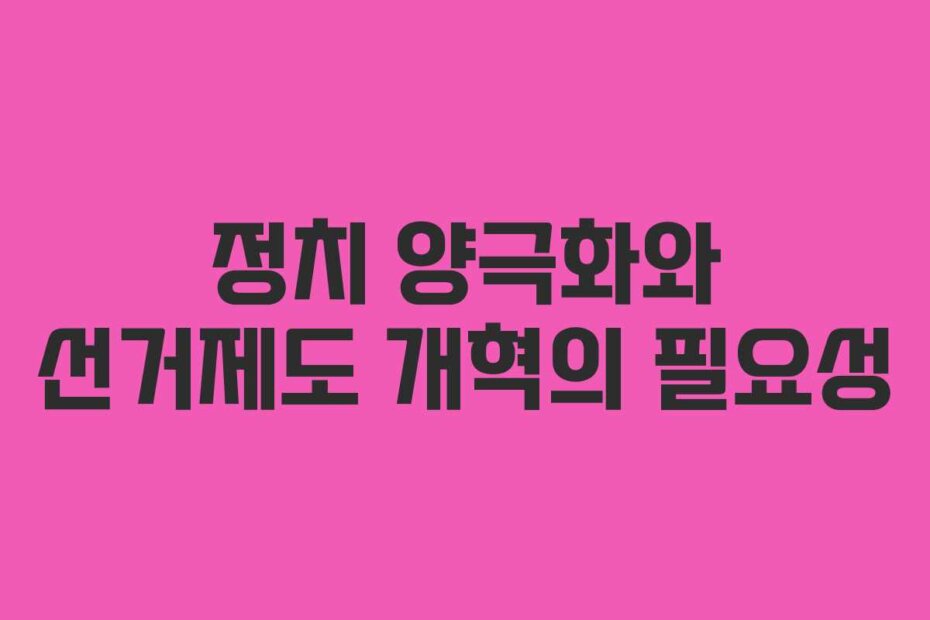 정치 양극화와 선거제도 개혁의 필요성
