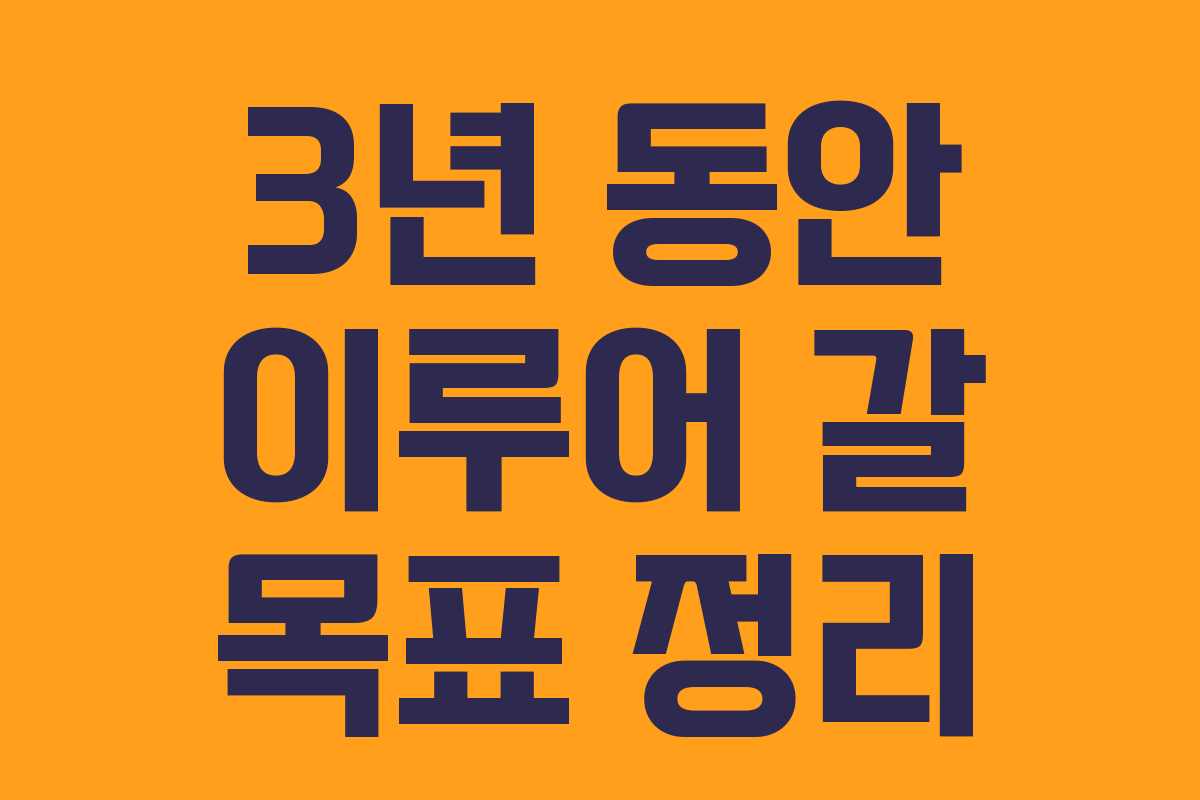 3년 동안 이루어 갈 목표 정리