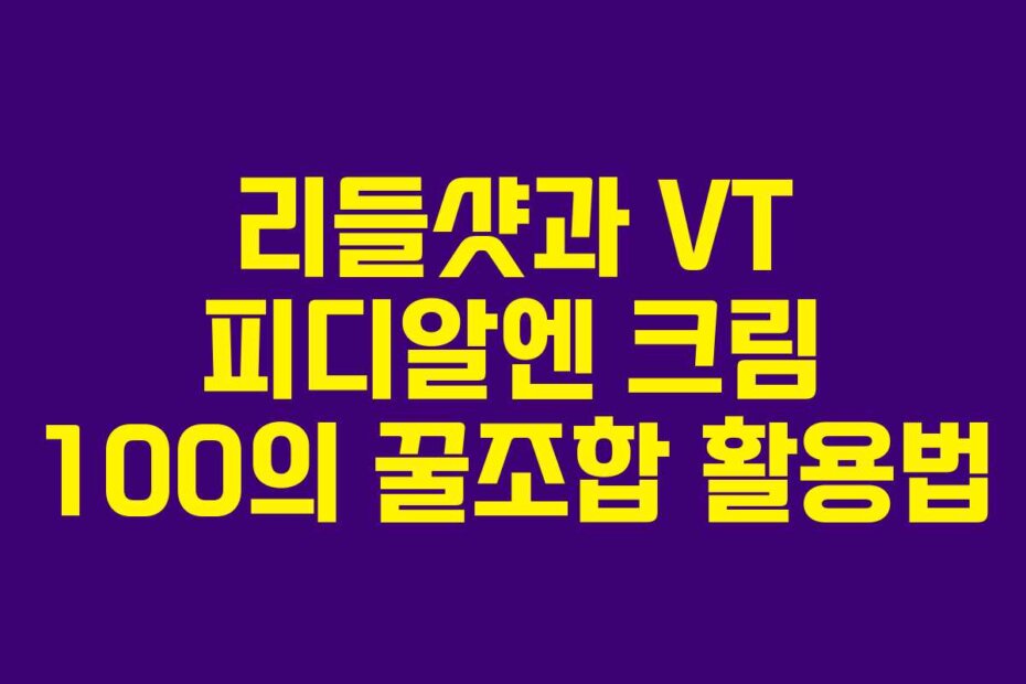리들샷과 VT 피디알엔 크림 100의 꿀조합 활용법