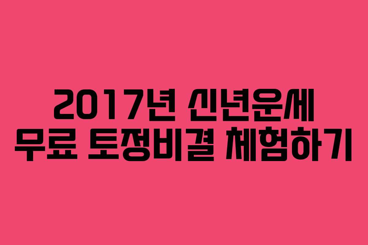 2017년 신년운세 무료 토정비결 체험하기