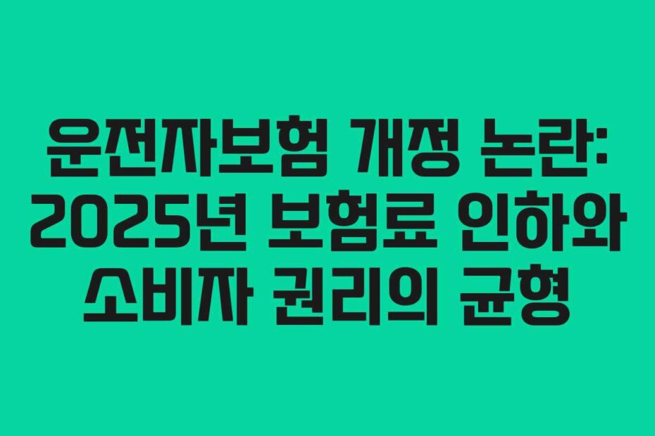 운전자보험 개정 논란: 2025년 보험료 인하와 소비자 권리의 균형