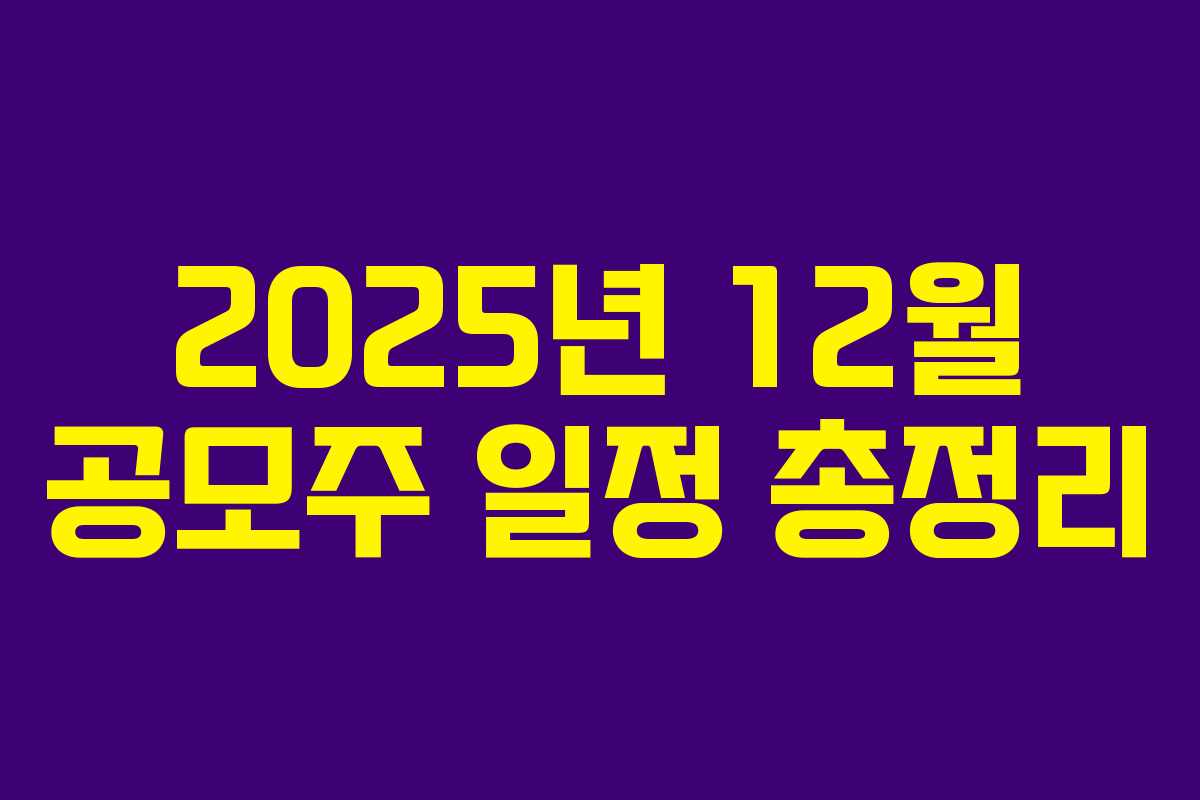 2025년 12월 공모주 일정 총정리