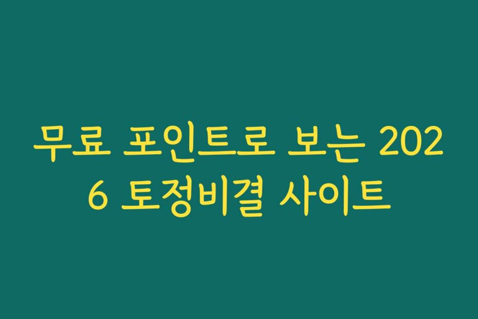 무료 포인트로 보는 2026 토정비결 사이트