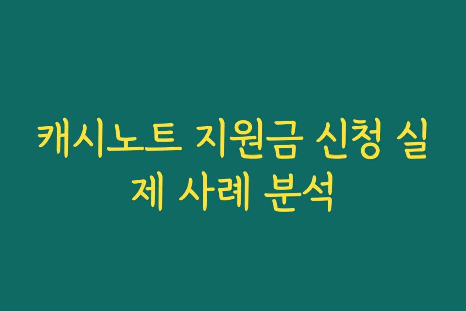 캐시노트 지원금 신청 실제 사례 분석