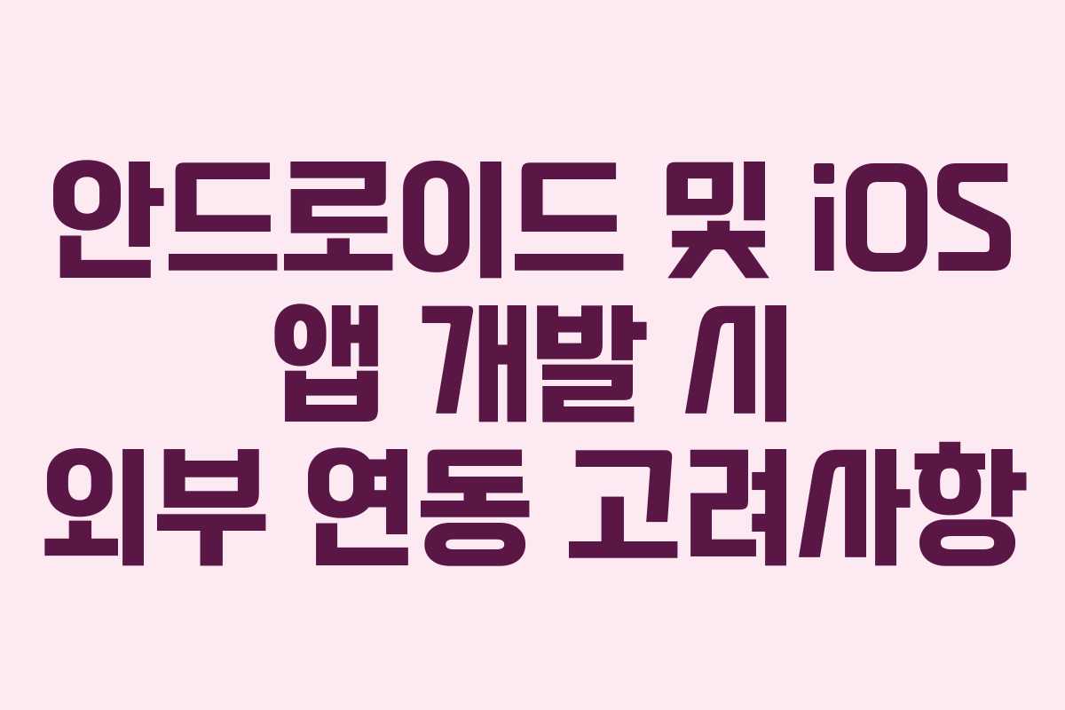 안드로이드 및 iOS 앱 개발 시 외부 연동 고려사항