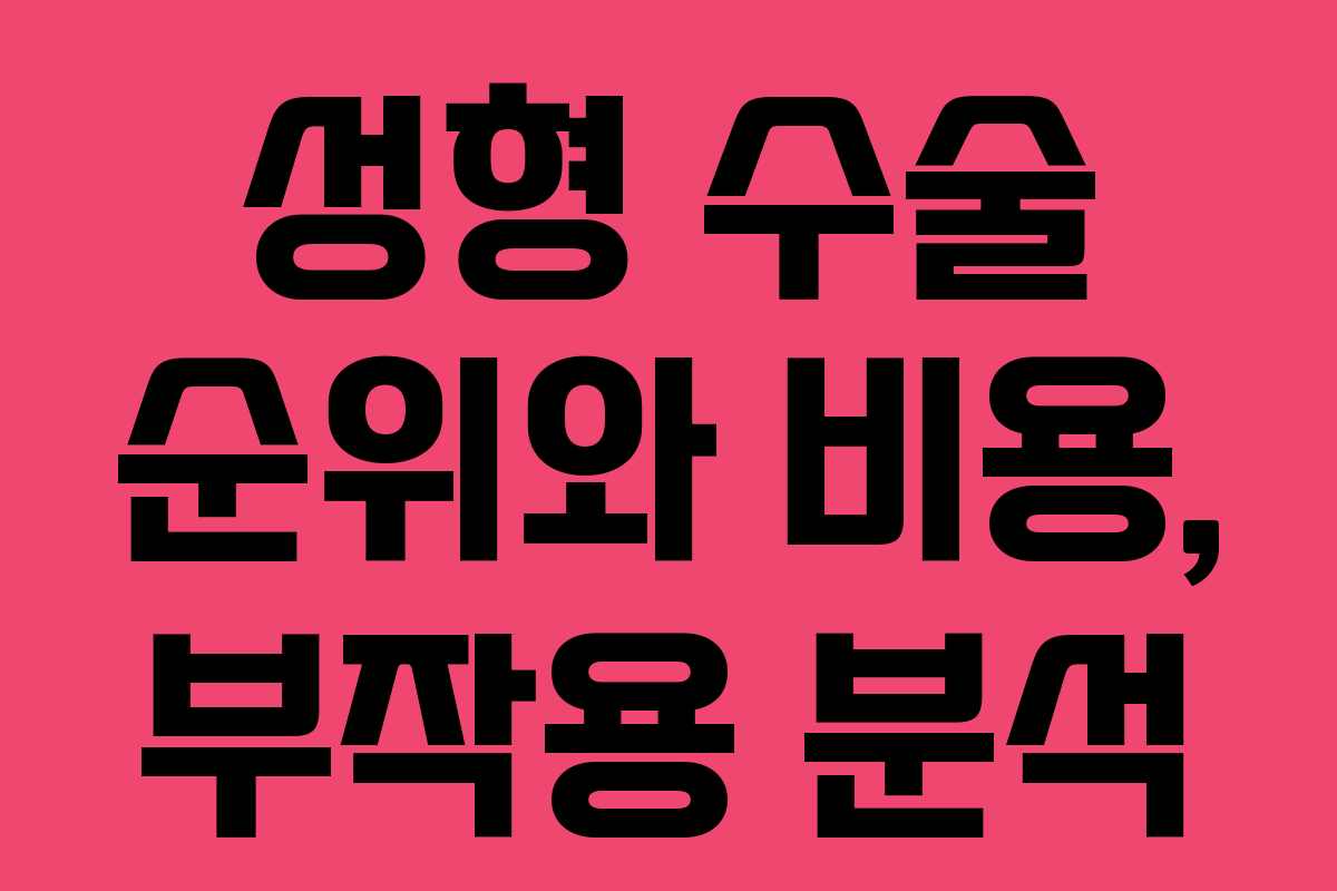 성형 수술 순위와 비용, 부작용 분석