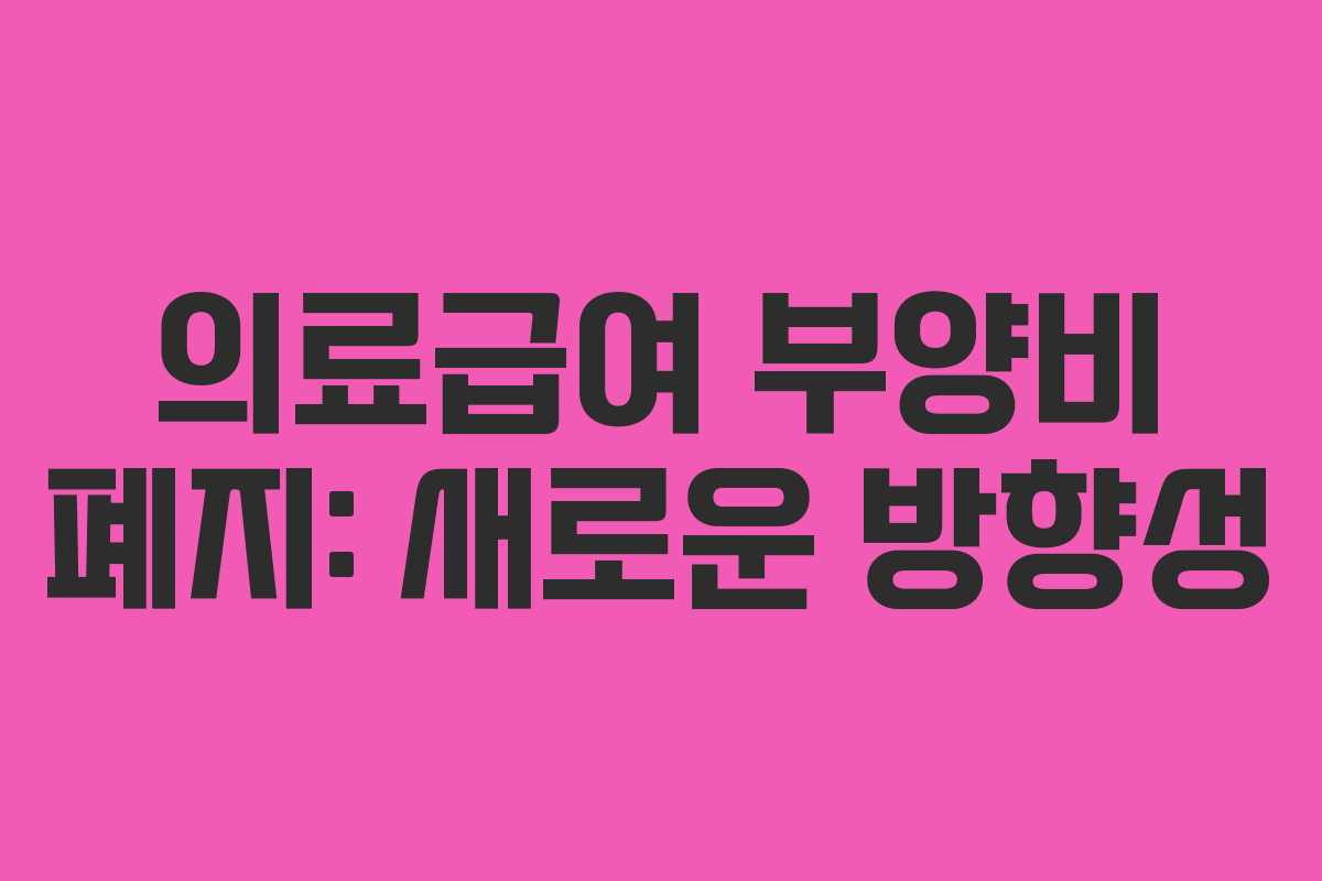 의료급여 부양비 폐지: 새로운 방향성