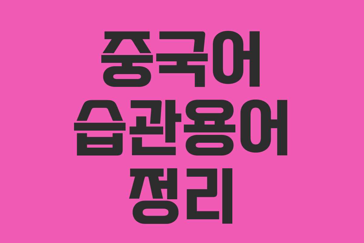 중국어 습관용어 정리