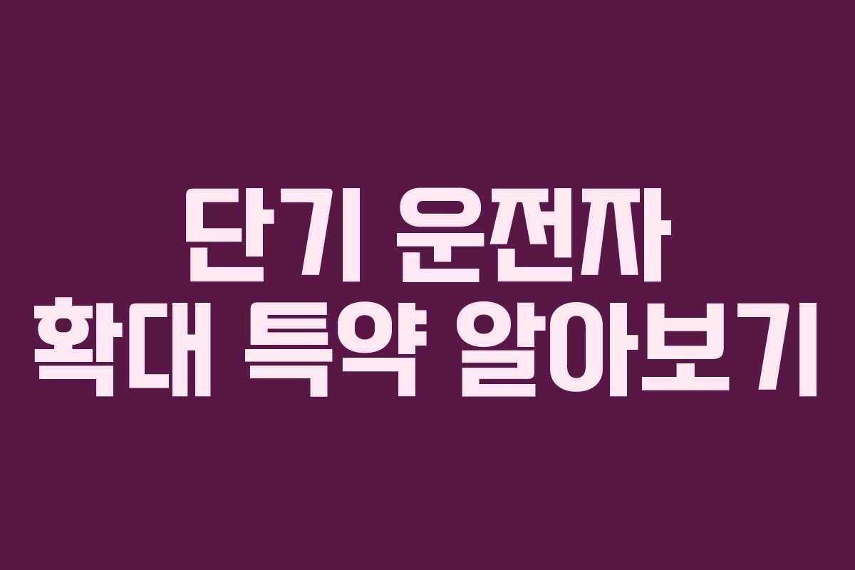 단기 운전자 확대 특약 알아보기