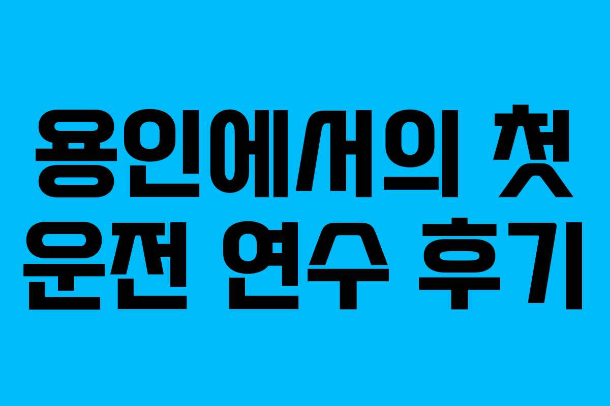 용인에서의 첫 운전 연수 후기