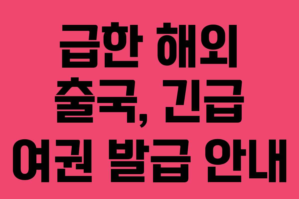 급한 해외 출국, 긴급 여권 발급 안내