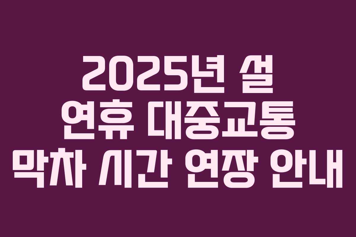 2025년 설 연휴 대중교통 막차 시간 연장 안내