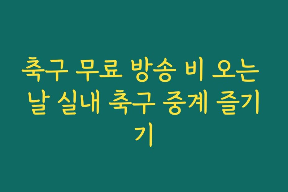 축구 무료 방송 비 오는 날 실내 축구 중계 즐기기