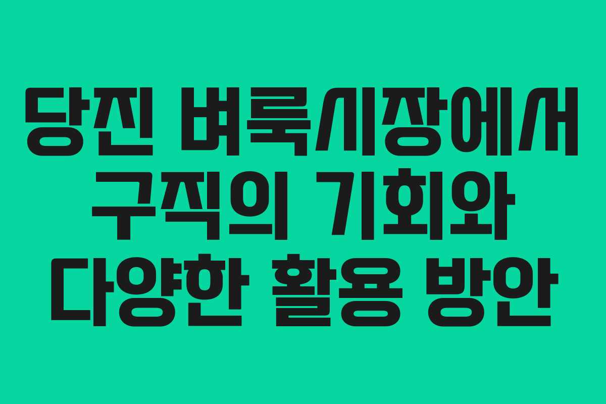 당진 벼룩시장에서 구직의 기회와 다양한 활용 방안