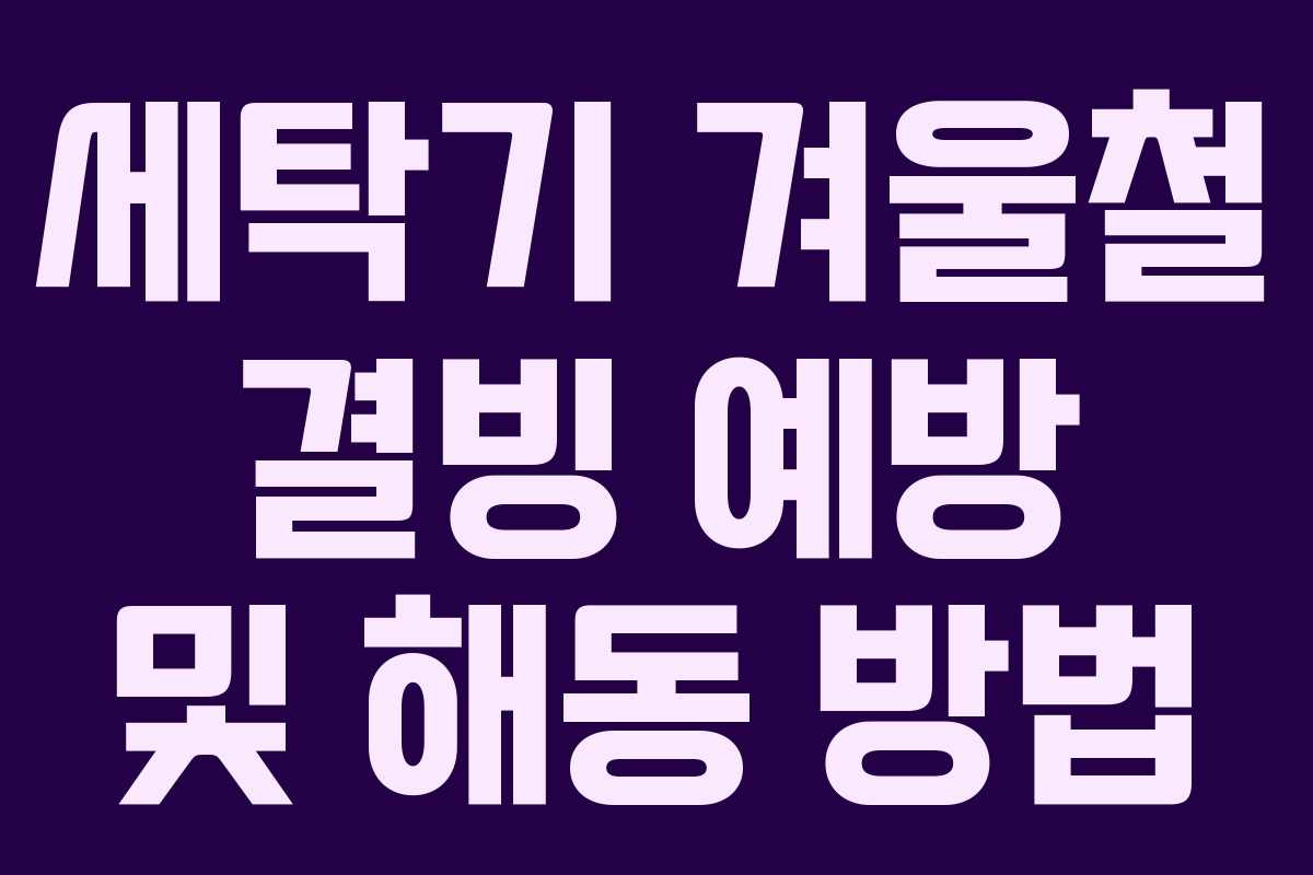 세탁기 겨울철 결빙 예방 및 해동 방법