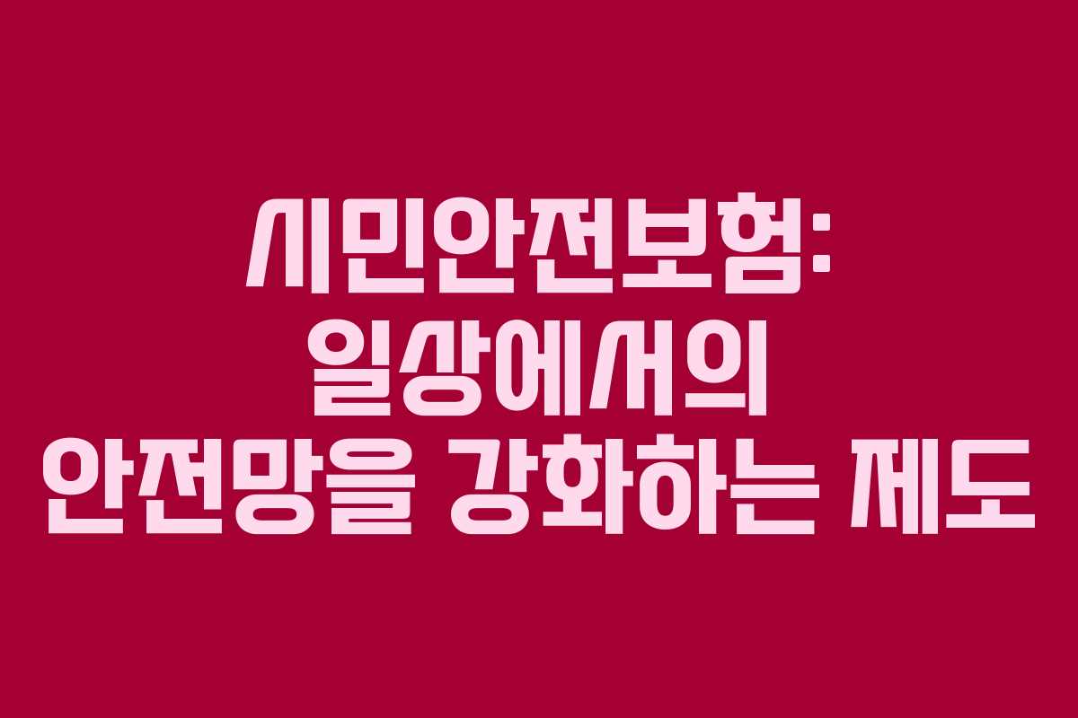 시민안전보험: 일상에서의 안전망을 강화하는 제도