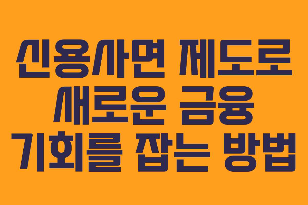 신용사면 제도로 새로운 금융 기회를 잡는 방법