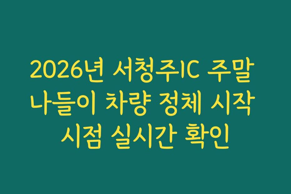 2026년 서청주IC 주말 나들이 차량 정체 시작 시점 실시간 확인