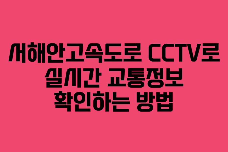 서해안고속도로 CCTV로 실시간 교통정보 확인하는 방법