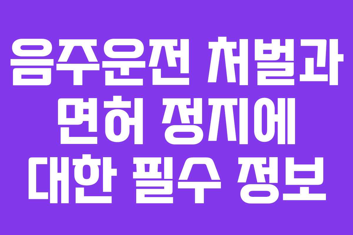 음주운전 처벌과 면허 정지에 대한 필수 정보