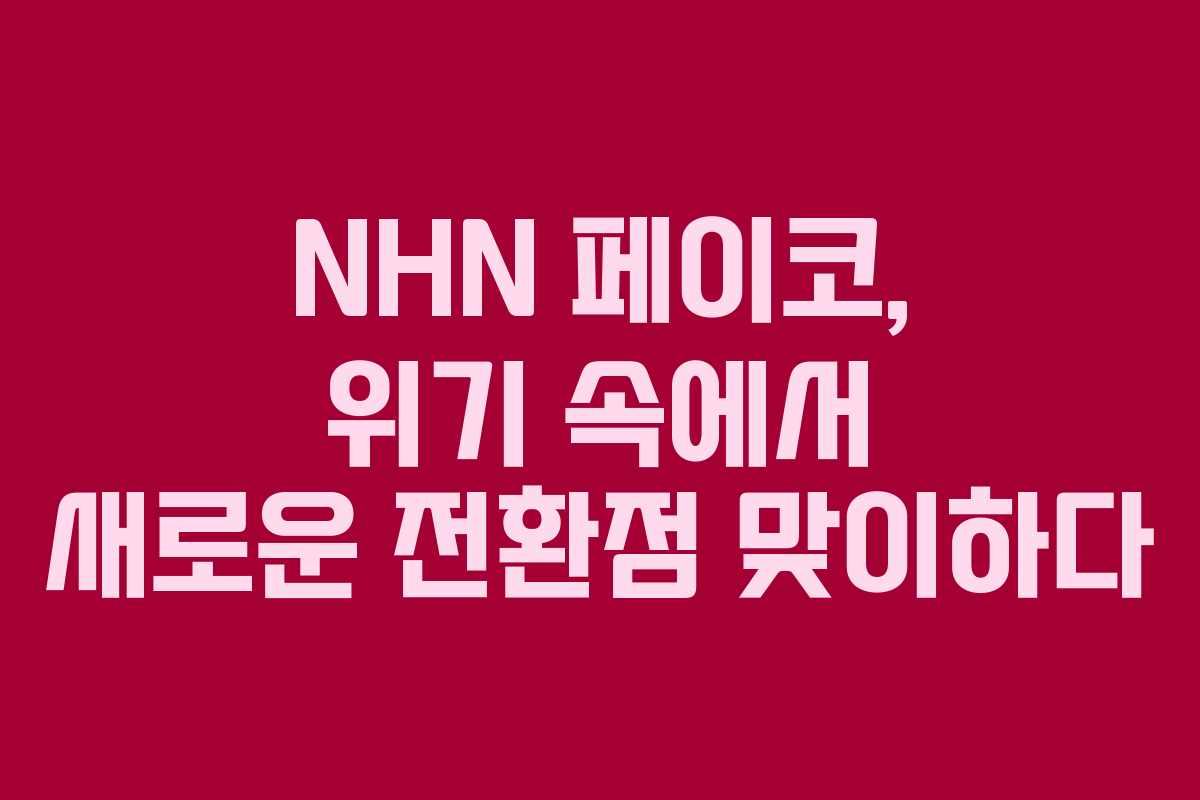 NHN 페이코, 위기 속에서 새로운 전환점 맞이하다