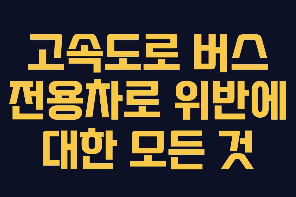 고속도로 버스 전용차로 위반에 대한 모든 것