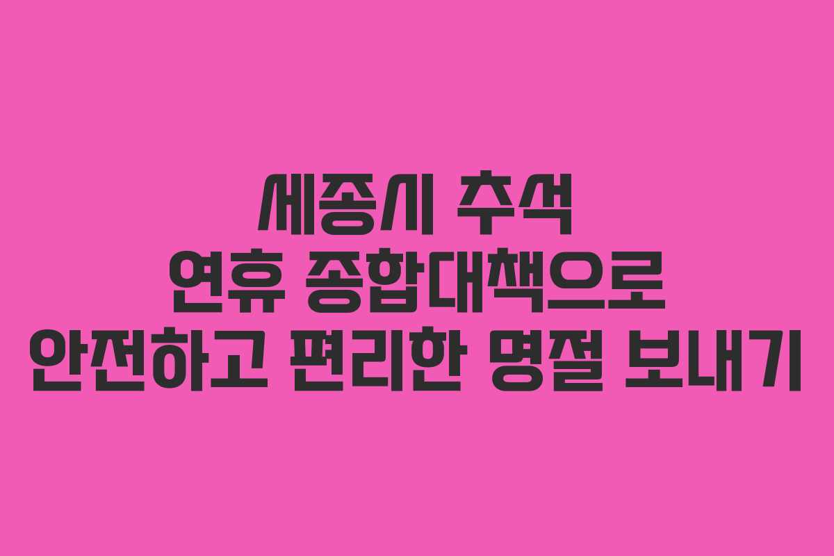 세종시 추석 연휴 종합대책으로 안전하고 편리한 명절 보내기